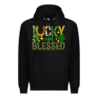 Black Lucky and blessed st. patricks day Premium Hoodie - Neo Western
