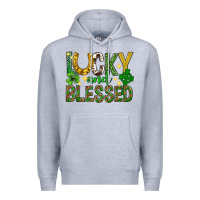 Heather Grey Lucky and blessed st. patricks day Premium Hoodie - Neo Western