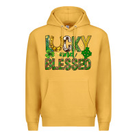 Mustard Lucky and blessed st. patricks day Premium Hoodie - Neo Western