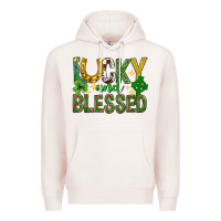Pale Pink Lucky and blessed st. patricks day Premium Hoodie - Neo Western
