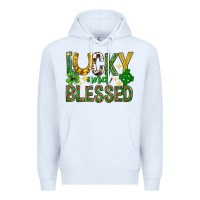 White Lucky and blessed st. patricks day Premium Hoodie - Neo Western
