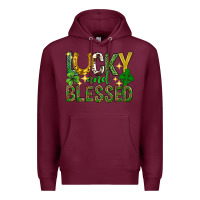 Burgundy Lucky and blessed st. patricks day Premium Hoodie - Neo Western