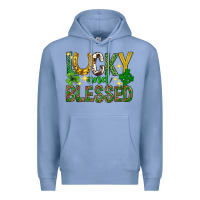 Colony Blue Lucky and blessed st. patricks day Premium Hoodie - Neo Western