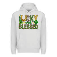 Dove Grey Lucky and blessed st. patricks day Premium Hoodie - Neo Western
