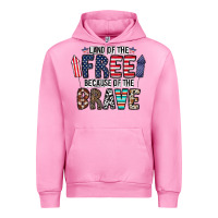 Fuchsia Pink land of the beacause of the brave Urban Hoodie - CowhideDigitalArt