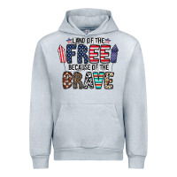 Heather Grey land of the beacause of the brave Urban Hoodie - CowhideDigitalArt