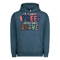 Pigment Midnight Navy land of the beacause of the brave Urban Hoodie - CowhideDigitalArt