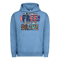 Pigment Pebble Blue land of the beacause of the brave Urban Hoodie - CowhideDigitalArt