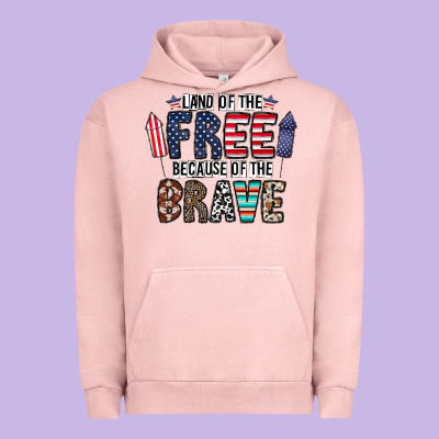 Land Of The Beacause Of The Brave Urban Hoodie Designed By Cowhidedigitalart