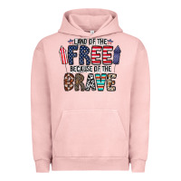 Pigment Salmon land of the beacause of the brave Urban Hoodie - CowhideDigitalArt