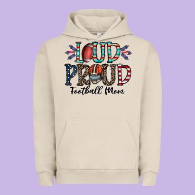 Loud Proud Football Mom Urban Hoodie Designed By Cowhidedigitalart