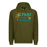 Army Green pray more worry less Premium Hoodie - HRA Design Shop