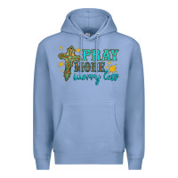 Colony Blue pray more worry less Premium Hoodie - HRA Design Shop