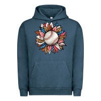 Pigment Midnight Navy baseball sunflower Urban Hoodie - HRA Design Shop