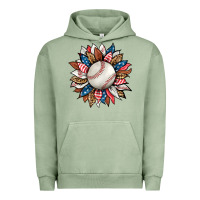 Pigment Oil Green baseball sunflower Urban Hoodie - HRA Design Shop