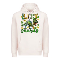 Pale Pink Lucky saurus st.patricks day Premium Hoodie - Neo Western