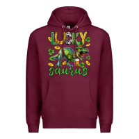 Burgundy Lucky saurus st.patricks day Premium Hoodie - Neo Western