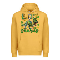 Mustard Lucky saurus st.patricks day Premium Hoodie - Neo Western