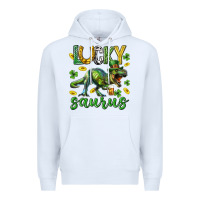 White Lucky saurus st.patricks day Premium Hoodie - Neo Western