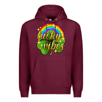 Burgundy Lucky vibes st. patricks day Premium Hoodie - Neo Western