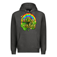 Charcoal Heather Lucky vibes st. patricks day Premium Hoodie - Neo Western