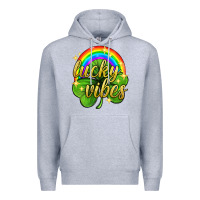 Heather Grey Lucky vibes st. patricks day Premium Hoodie - Neo Western