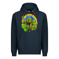 Navy Lucky vibes st. patricks day Premium Hoodie - Neo Western