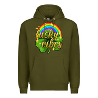 Army Green Lucky vibes st. patricks day Premium Hoodie - Neo Western
