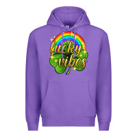Purple Lucky vibes st. patricks day Premium Hoodie - Neo Western