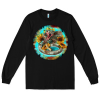 Black rattlesnake and sunflower Long Sleeve Tee - BarkalooDesign