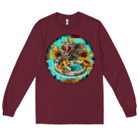 Burgundy rattlesnake and sunflower Long Sleeve Tee - BarkalooDesign