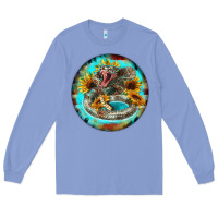 Colony Blue rattlesnake and sunflower Long Sleeve Tee - BarkalooDesign
