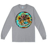Heather Grey rattlesnake and sunflower Long Sleeve Tee - BarkalooDesign