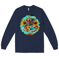 Navy rattlesnake and sunflower Long Sleeve Tee - BarkalooDesign