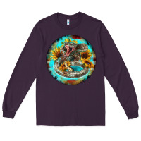 Plum rattlesnake and sunflower Long Sleeve Tee - BarkalooDesign