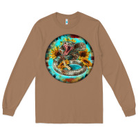 Toasted Coconut rattlesnake and sunflower Long Sleeve Tee - BarkalooDesign