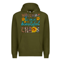 Army Green welcome to our beautiful chaos Premium Hoodie - HRA Design Shop