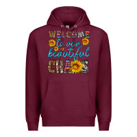 Burgundy welcome to our beautiful chaos Premium Hoodie - HRA Design Shop