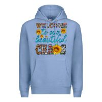 Colony Blue welcome to our beautiful chaos Premium Hoodie - HRA Design Shop