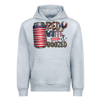 Heather Grey red white  boozed Urban Hoodie - CowhideDigitalArt