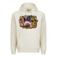 Oatmeal Heather halloween pig Premium Hoodie - CowhideDigitalArt