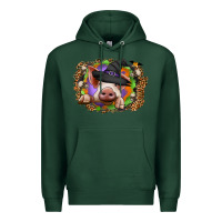 Sports Green halloween pig Premium Hoodie - CowhideDigitalArt