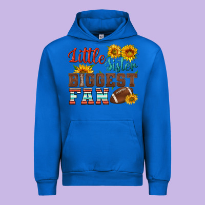 Little Sister Biggest Fan American Football Urban Hoodie Designed By Hra Design Shop