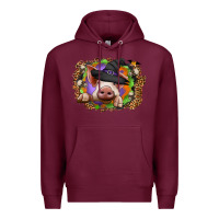 Burgundy halloween pig Premium Hoodie - CowhideDigitalArt
