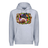 Heather Grey halloween pig Premium Hoodie - CowhideDigitalArt