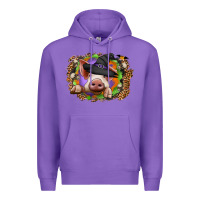 Purple halloween pig Premium Hoodie - CowhideDigitalArt