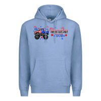 Colony Blue all american boy libbey glass Premium Hoodie - HRA Design Shop