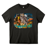 Asphalt Happy Fall Y'all Owl Heavy Core Tee - LillyAllenDesigns