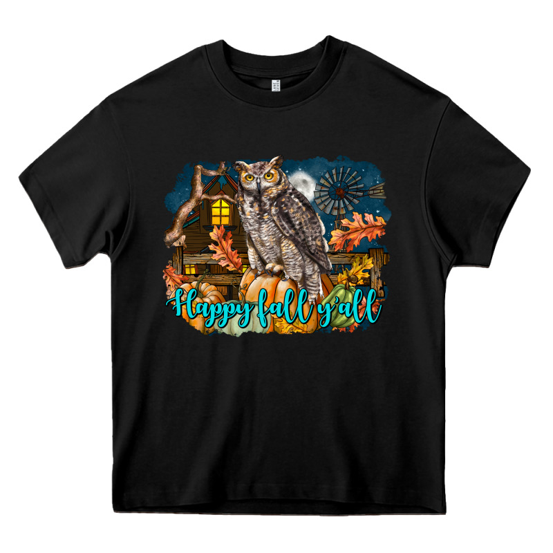 Happy Fall Y'all Owl Heavy Core Tee by LillyAllenDesigns | Teevron
