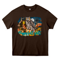 Chocolate Brown Happy Fall Y'all Owl Heavy Core Tee - LillyAllenDesigns